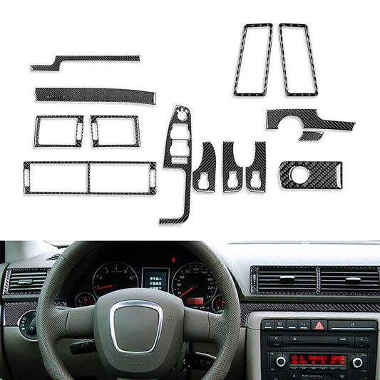 15x Carbon Fiber Full Set Interior Cover Trim for Audi A4 S4 2005-2008 2007 2006