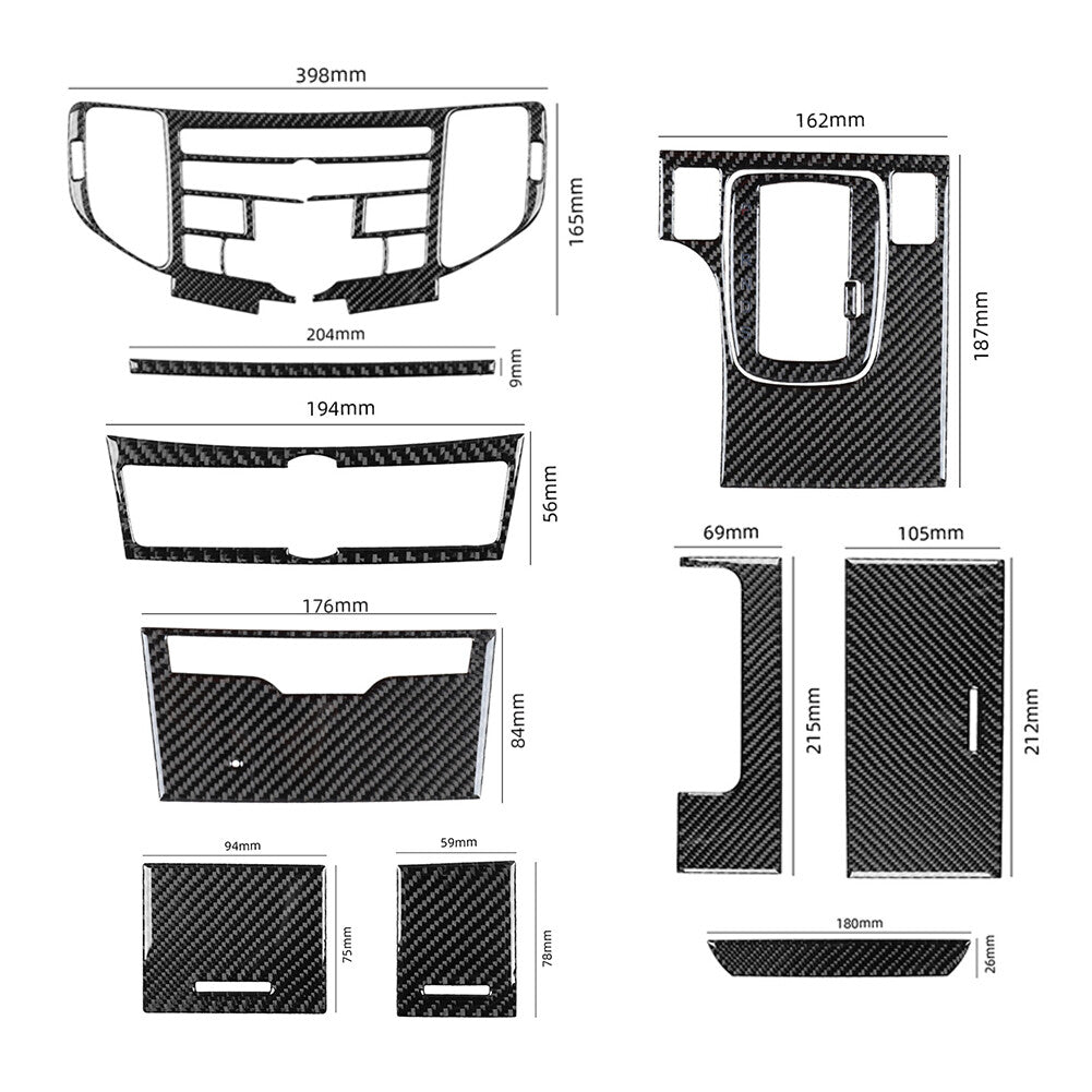 12Pcs Carbon Fiber Central Console Cover Trim for Acura TSX Type B 2009-2014