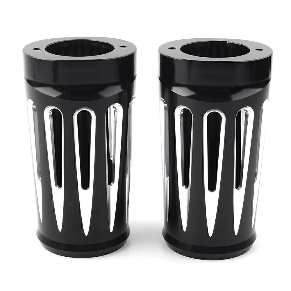 Black Fork Boot Slider Cover Cow Bell Fit for Harley Touring FL 1986-2013 2012 2011
