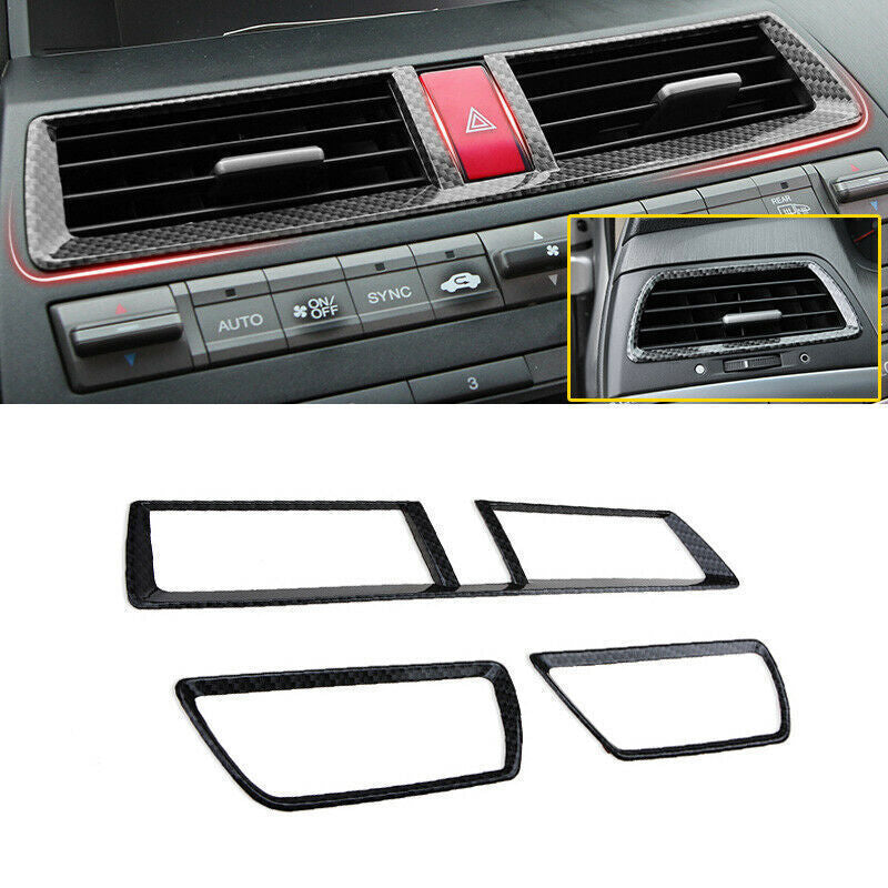 3X for Honda Accord 8th 2008-2012 Carbon Look Console Air Outlet Vent Cover Trim