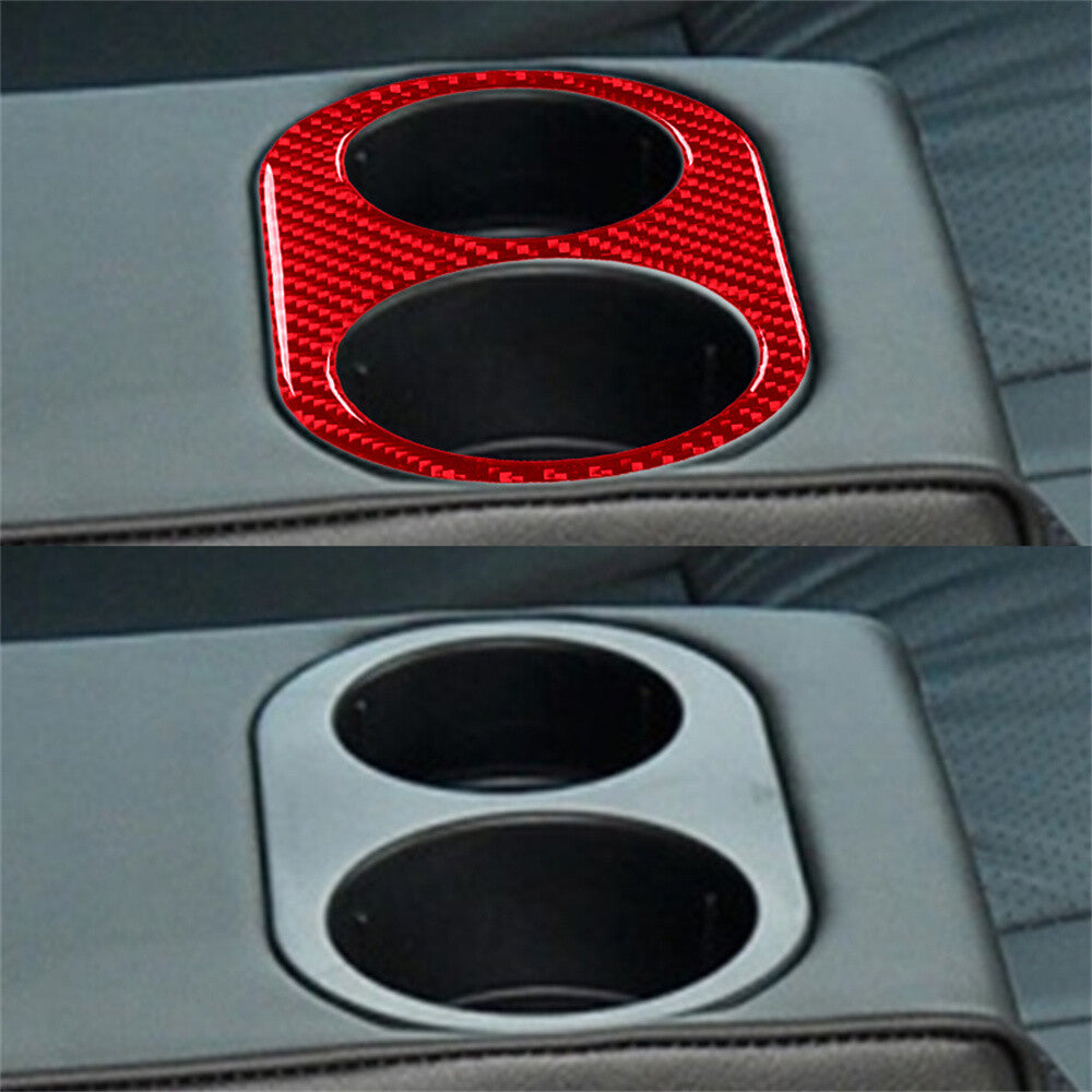 Red Carbon Fiber Rear Center Water Cup Holder Panel Trim for Jaguar XF 2009-2011