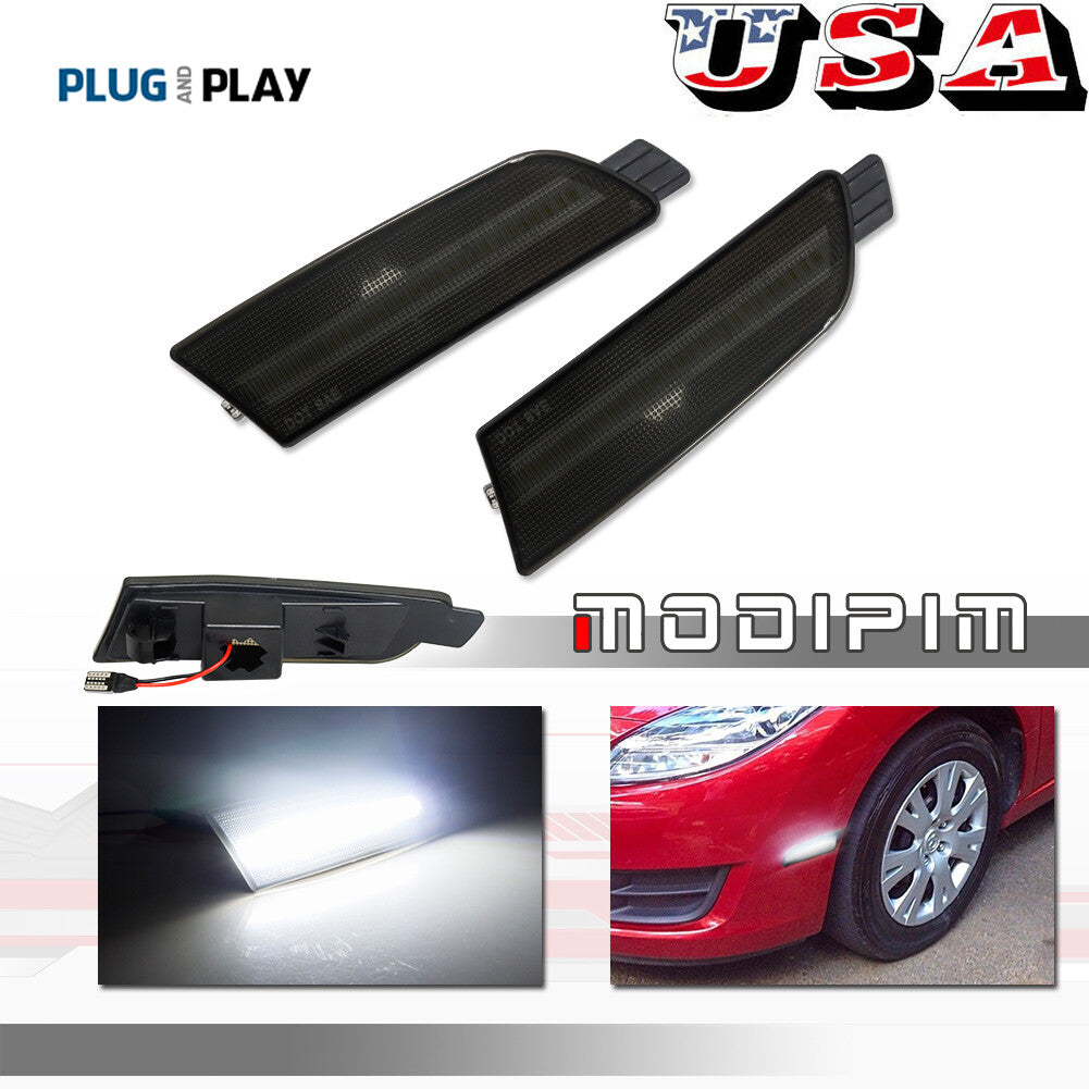 Suitable for 2009-13 for Mazda 6 Smoke Lens White LED Front Corner Side Marker Parking Lights