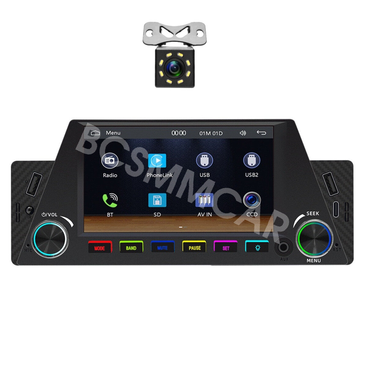 4.7in 1Din For Apple CarPlay Android Auto Car Stereo Radio Bluetooth Camera