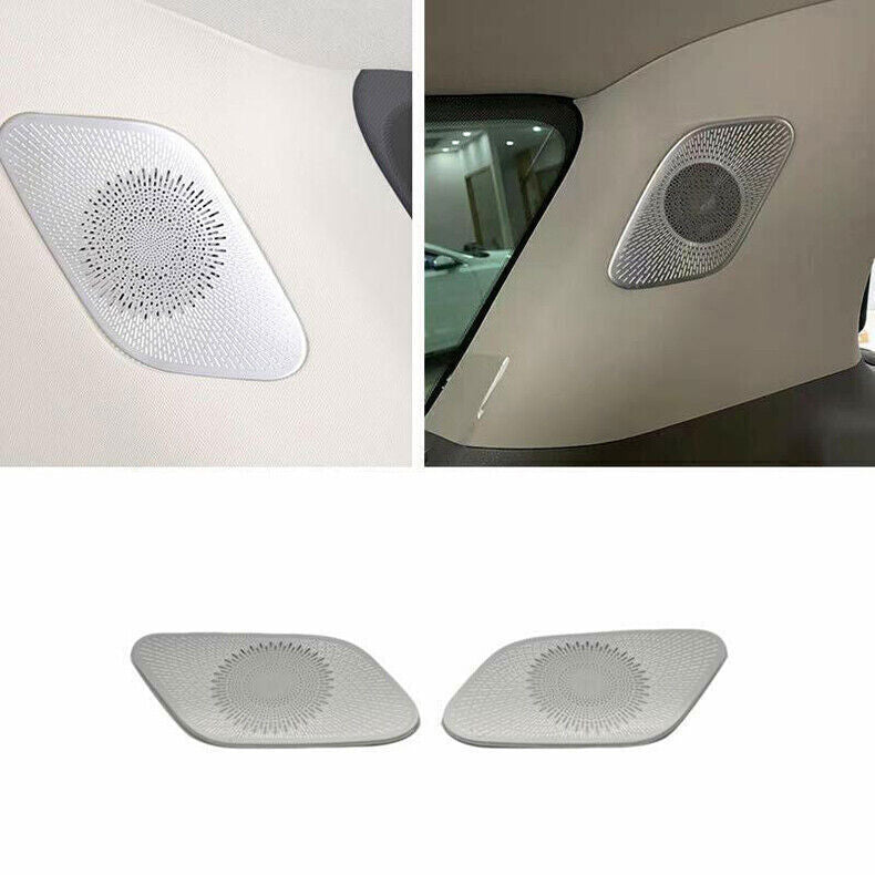 for Kia Carnival 2022-24 Silver Steel Door Speaker C-pillar Decor Cover Trim 2P