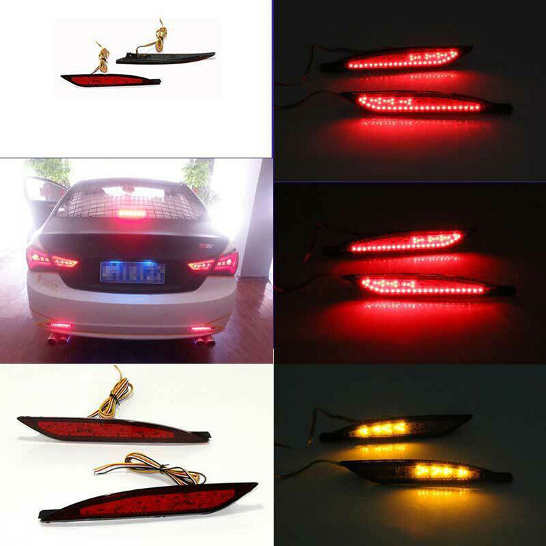 for Hyundai Sonata 2011-2014 LED Rear Bumper Lamp Reflector Brake Light Tail 2X