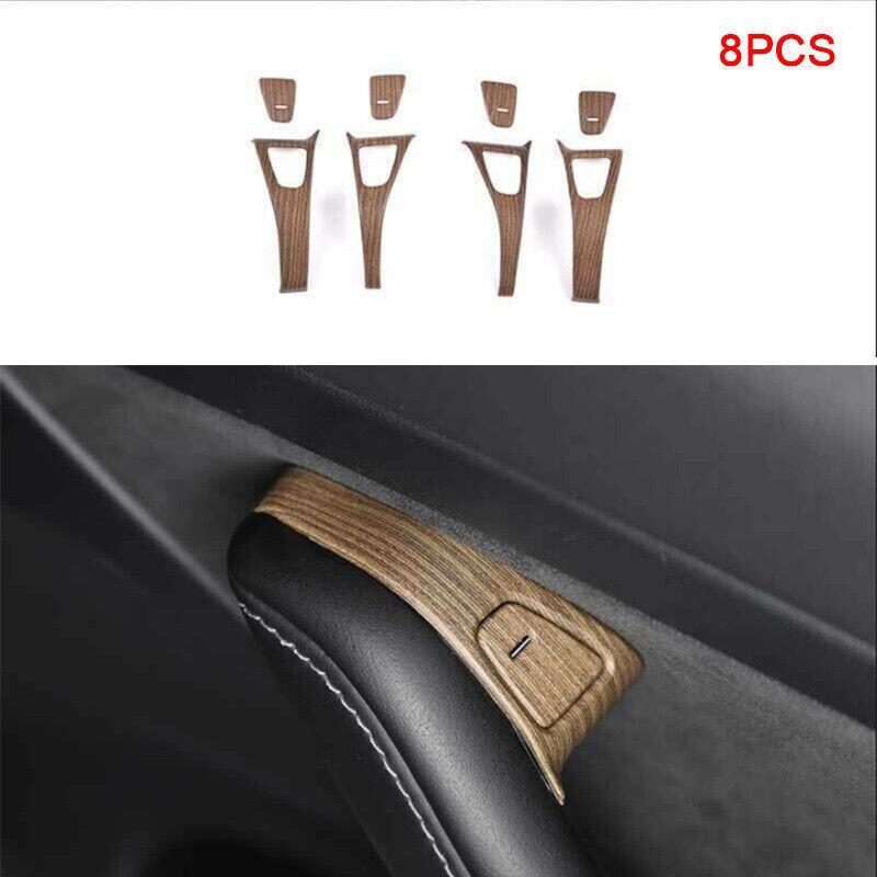 for Tesla Model 3 Y 2017-22 Wood Grain Inner Door Handle Lock Frame Trim