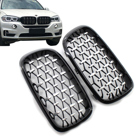 Car Front Black Grille Chrome Diamond Meteor Grill Fit for BMW X5 F15 2014-16