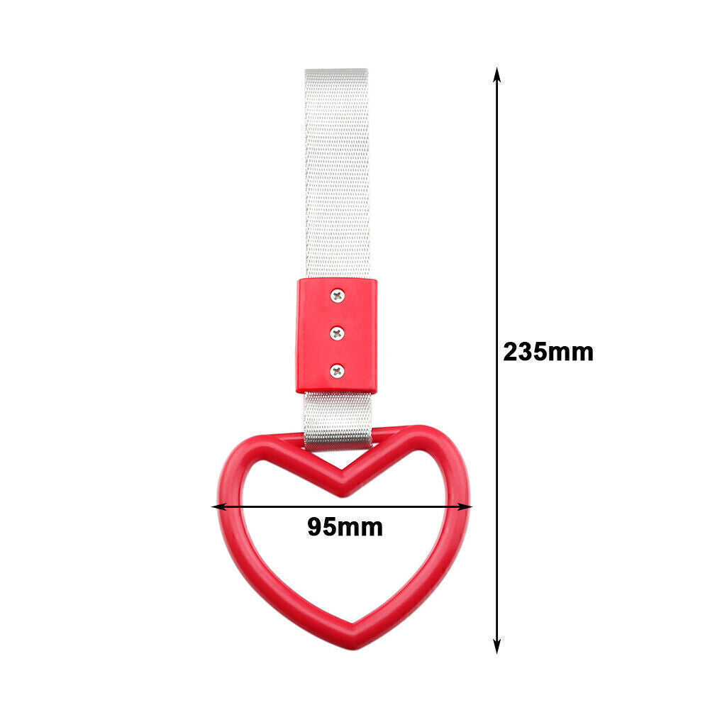Heart Tsurikawa Ring Train JDM Bus Handle Hand Strap Drift Charm Tools Black+Red