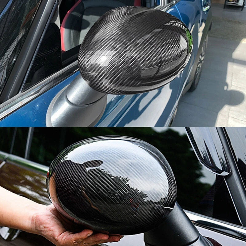 for Mini Cooper R55 R56 R57 R58 Left + Right Carbon Fiber Style Mirror Caps