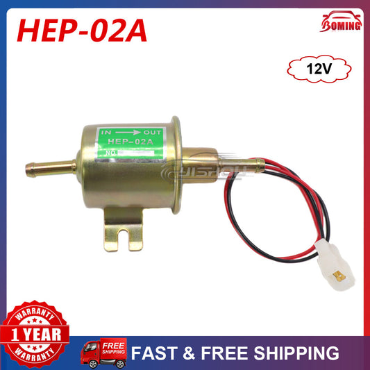 12V direct-flow low-pressure electric fuel pump, universal 2.5-4PSI gas/diesel HEP-02A