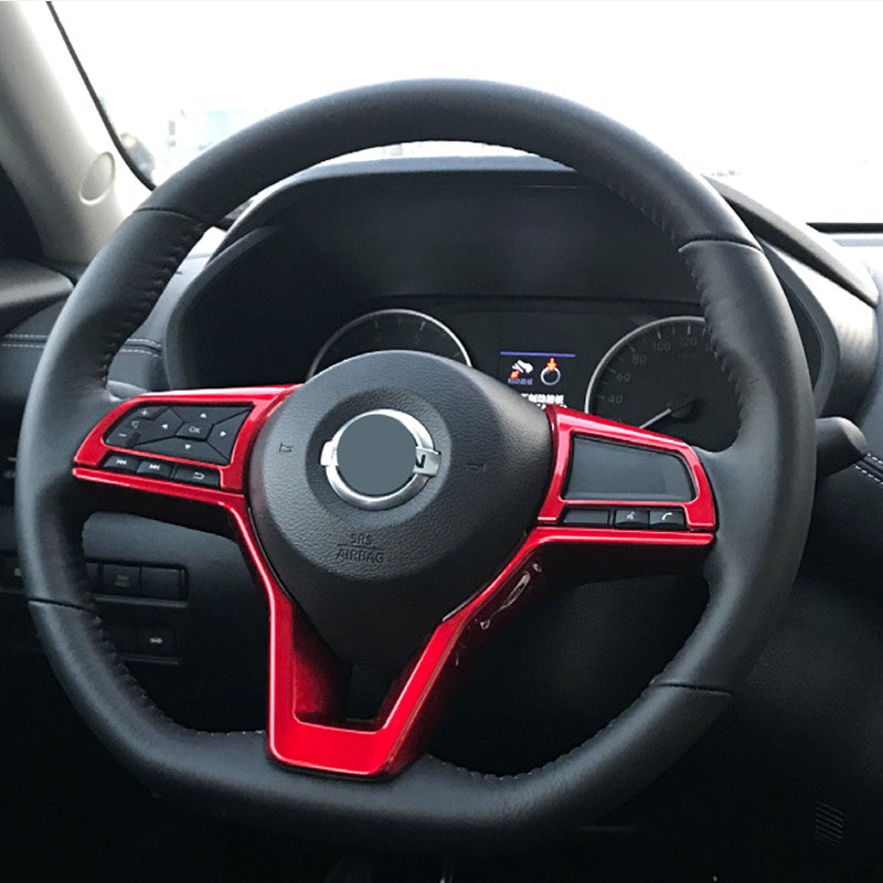 3-piece Bright Red Steering Wheel Trim Set for Nissan Versa 2020 - 2024