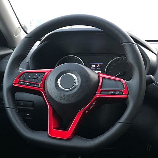 3-piece Bright Red Steering Wheel Trim Set for Nissan Versa 2020 - 2024