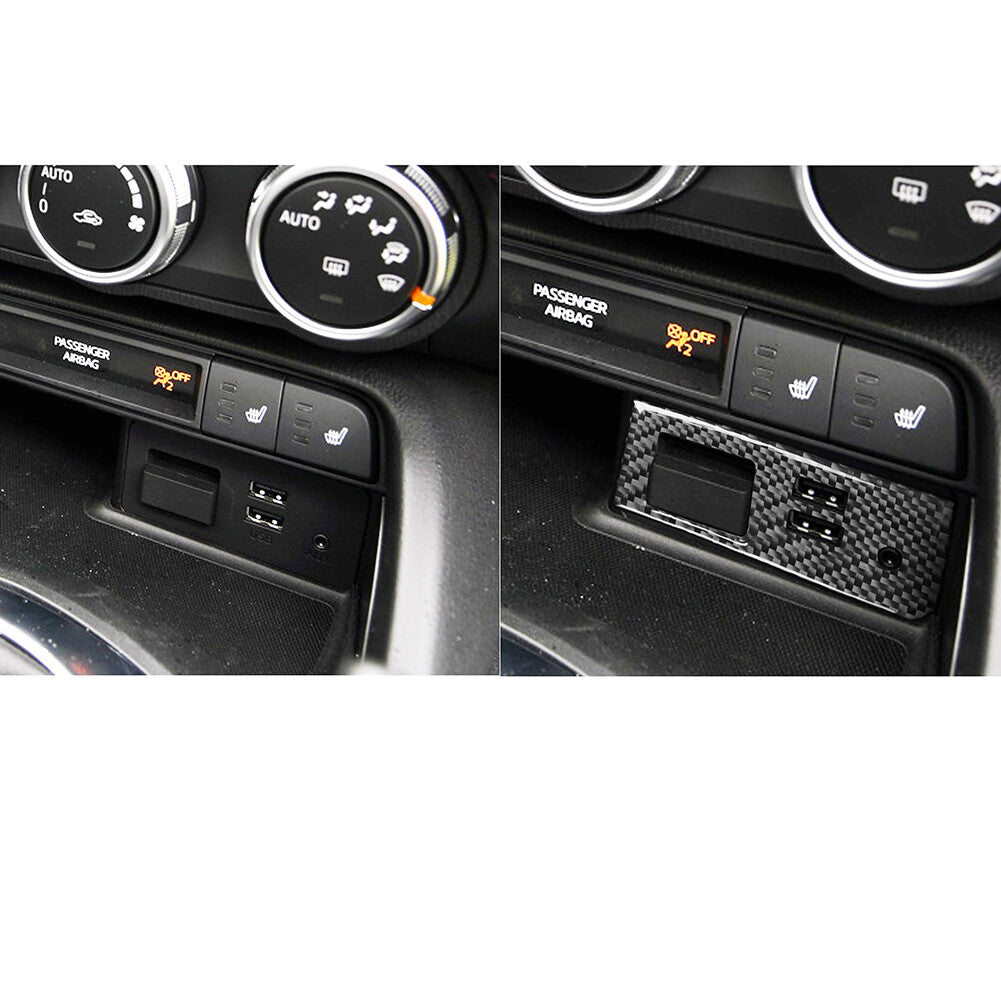 for Mazda MX-5 2016-2020 Carbon Fiber Interior USB Charger Port Panel Cover Trim