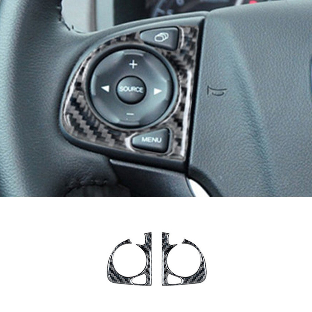 2X Carbon Fiber Steering Wheel Buttons Trim for Honda CRV CR-V 2012-2016 Type-B