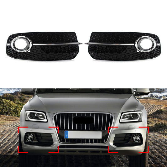 2x Front Bumper Fog Light Grille Upgrade SQ5 Style Grill for AUDI Q5 2013-2017