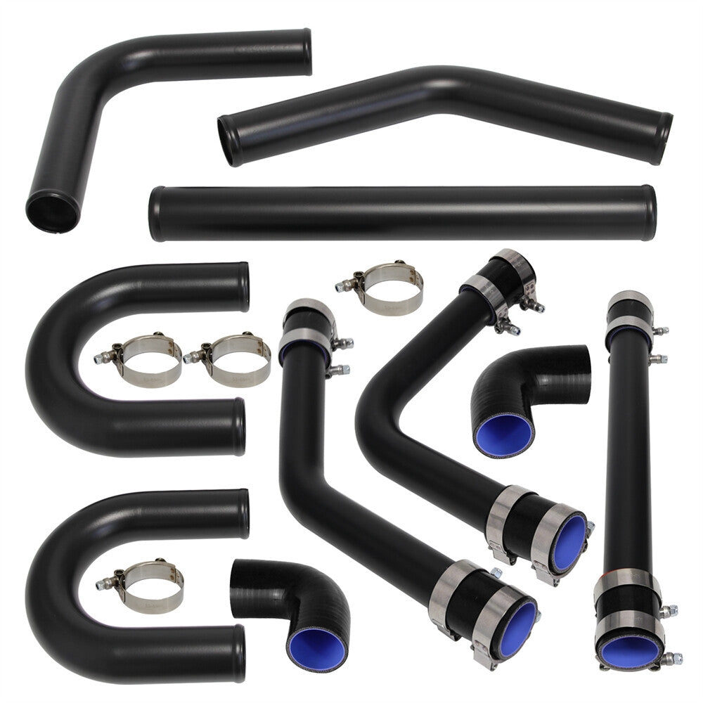 2 51mm 8PCS Universal Intercooler Turbo Boost Piping Pipe Hose Kit L=450mm BK
