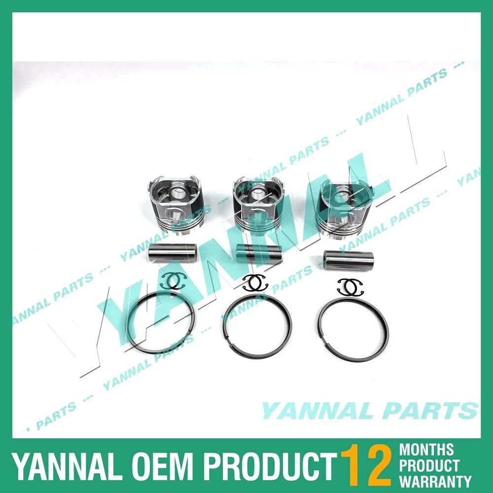 3-piece piston pack with piston rings + 0.5 mm for Yanmar 3TNV70 engine (oversized)
