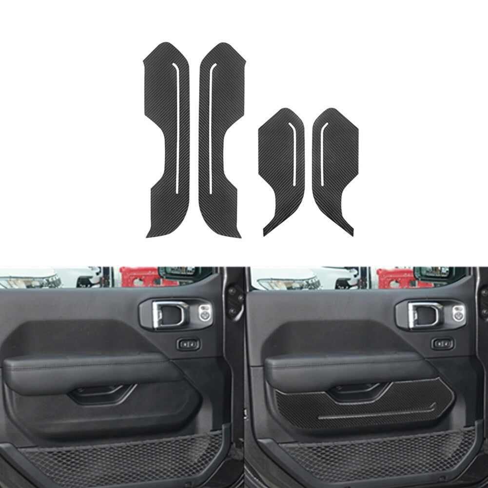 4X Carbon Fiber Door Panel Cover Trim for Jeep for Wrangler JL 2018+ Gladiator 2020+
