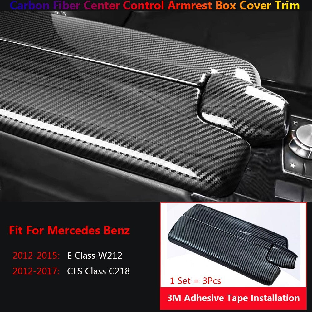 Carbon for Mercedes-Benz E CLS C218 W212 Center Console Armrest Box Cover Trims