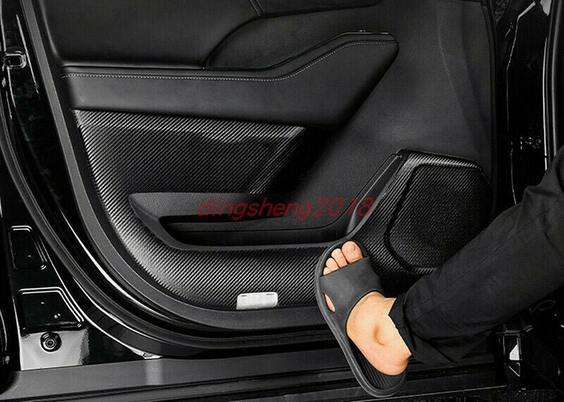 4P Carbon Fiber PU Car Door Anti-Kick Anti-Dirty for Toyota Highlander 2020-2023