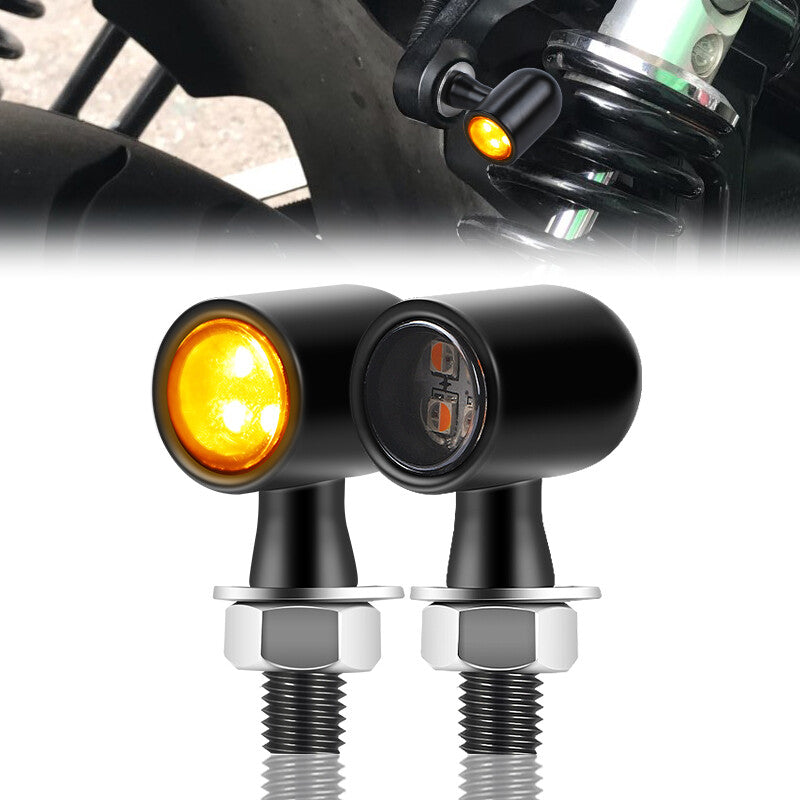 2X Black Motorcycle LED for Mini Turn Signal Light Indicator For Bobber Cafe Racer