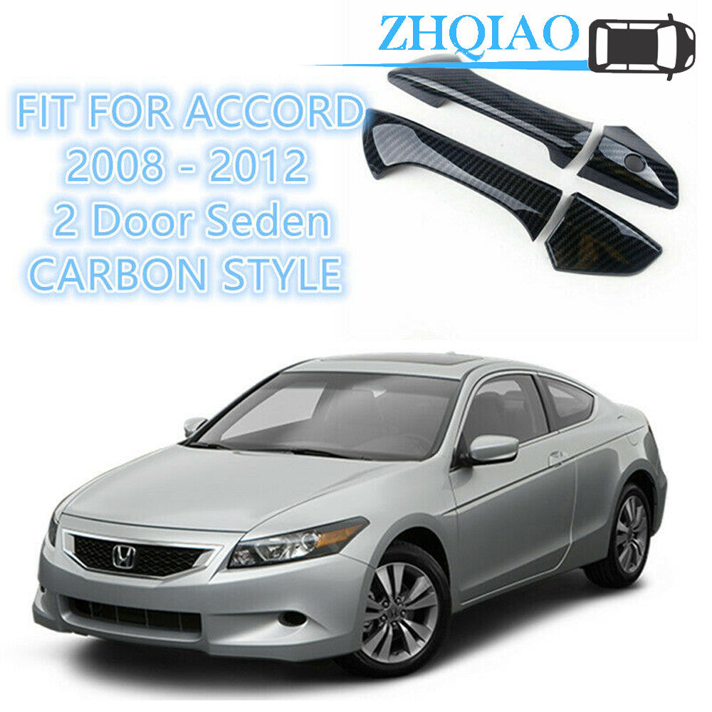 Carbon Fiber Style Door Handle Covers Trims Fit For 2008-2012 for Honda Accord Coupe