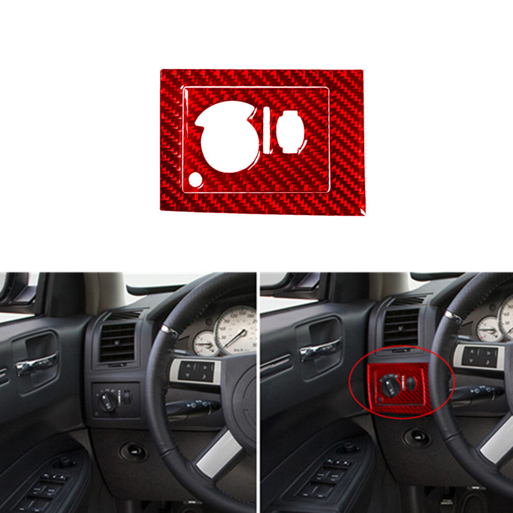Red Carbon Fiber Dim Light Control Cover Trim Type B for Chrysler 300 2005-2007