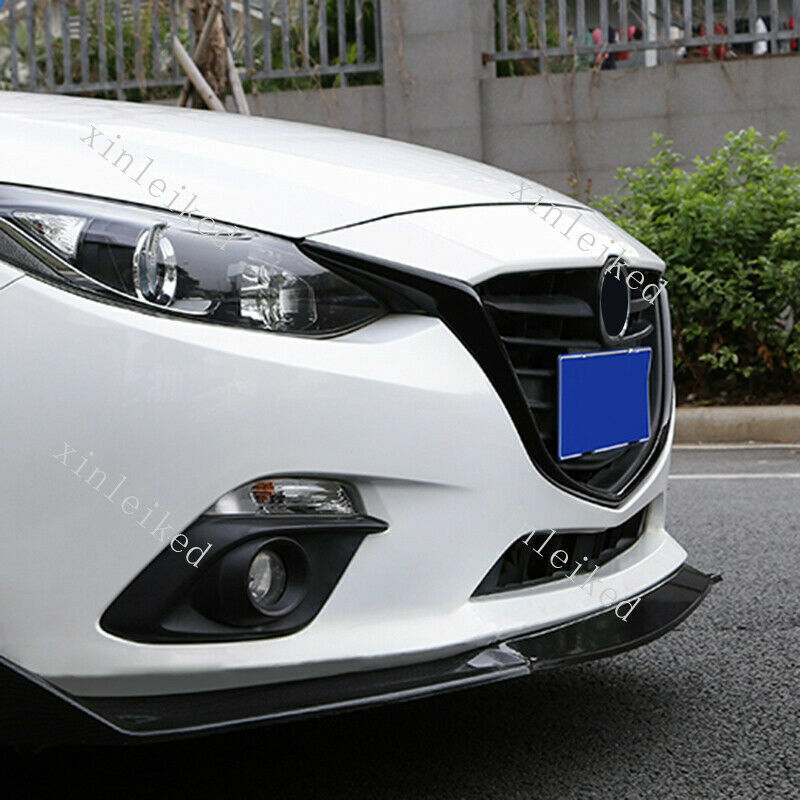 2x for Mazda 3 Axela 2014-2016 Glossy Black ABS Front Grille Frame Strip Replace