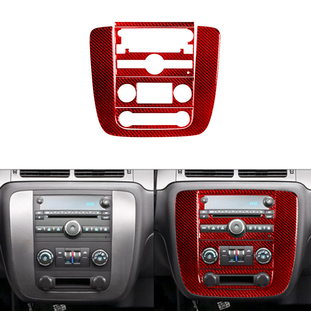 Red Carbon Fiber Manual Climate Control For Silverado/tahoe/ for sierra 2007-2014 B