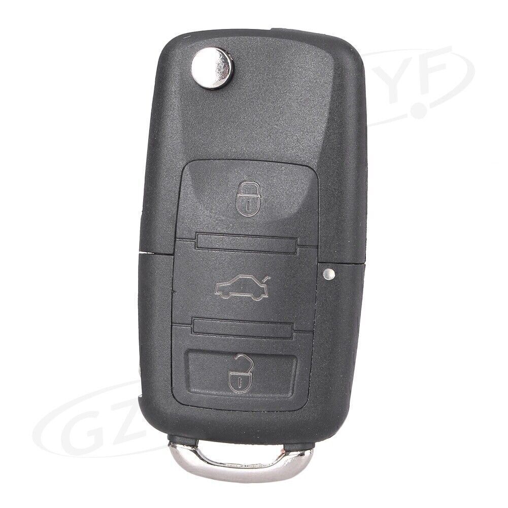 Remote Key Shell Fob Case w/Uncut Blank for VW for Jetta for Passat for Golf Black 3-Buttons
