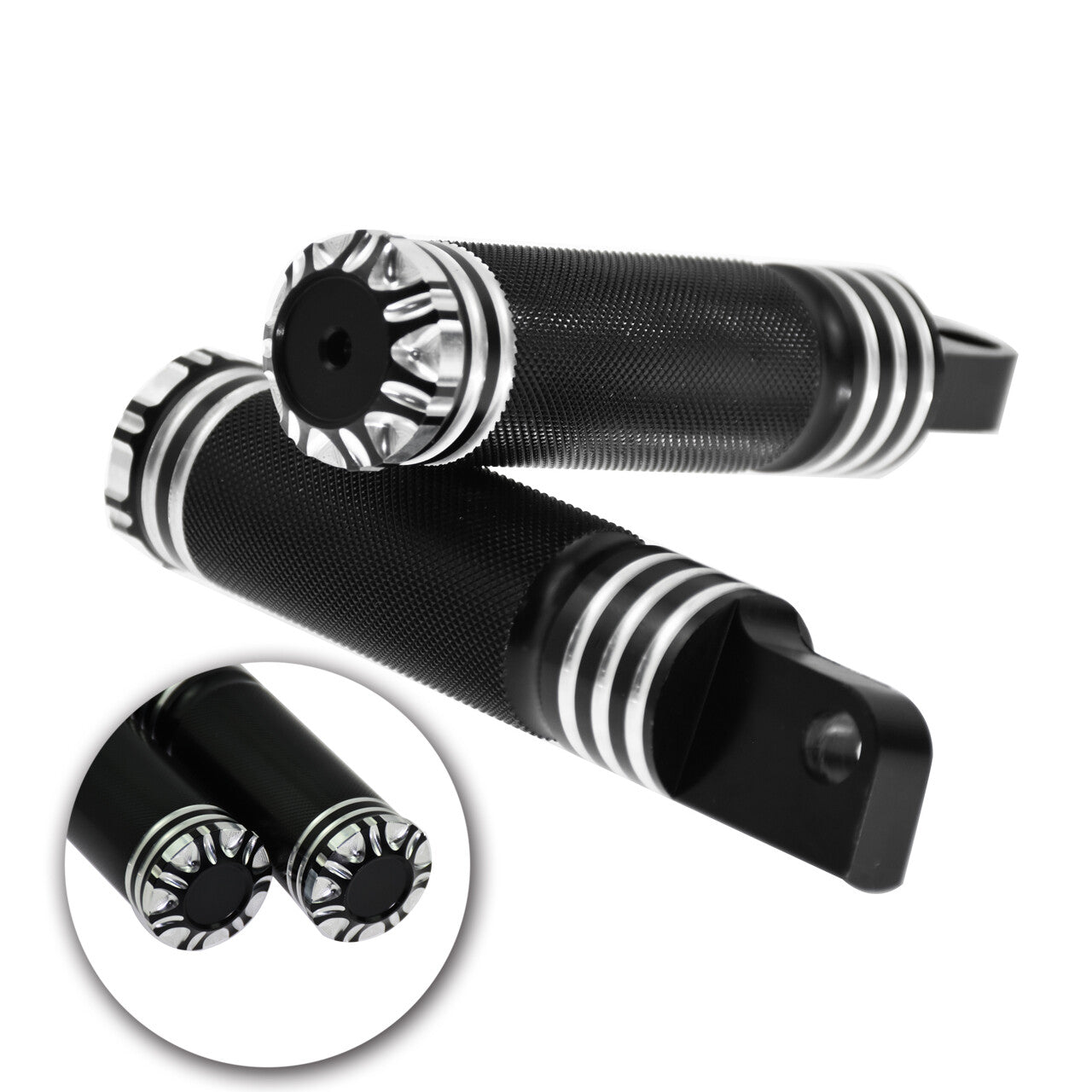 Black Knurled Highway Foot Rest Pegs for Harley Touring Softail Sportster Dyna