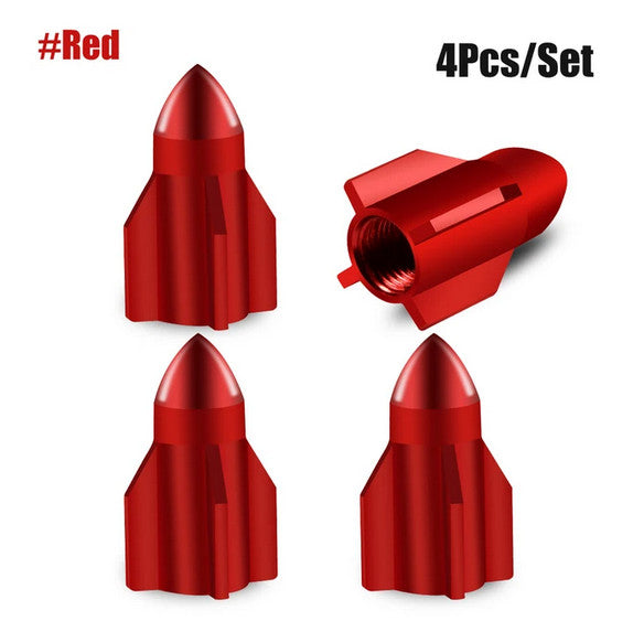 4-piece car tire valve cover rod air dust cover dustproof red rocket for Lexus