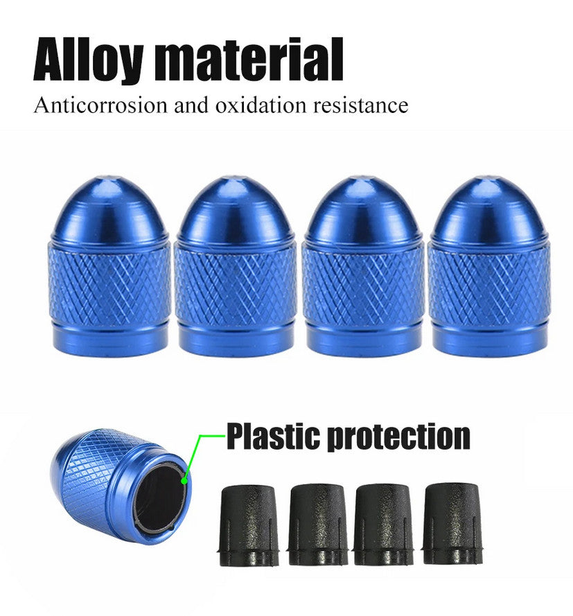 4-piece car tire valve cover rod air dust cover, dustproof and rustproof, silver, suitable for Subaru .