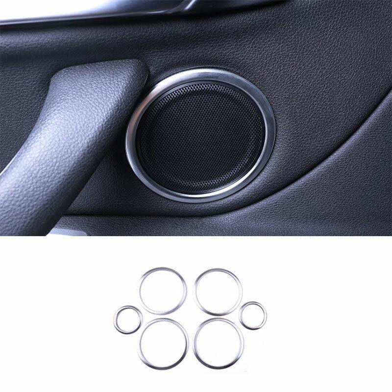 Fit for BMW X1 F48 2016-2021 Silver Steel Inner Door Speaker Ring Cover Trim 6X