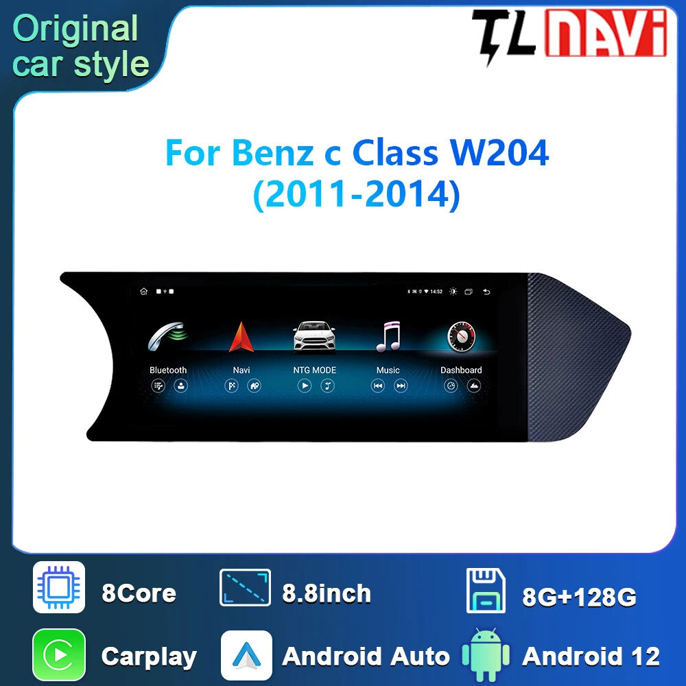 for Mercedes for Benz C Class W204 2011-2014 Car Radio CarPlay GPS Player Screen