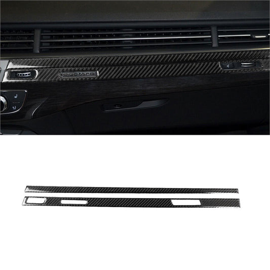 2Pcs Carbon Fiber Interior Copilot Dashboard Cover Trim for Audi Q7 2016-2019
