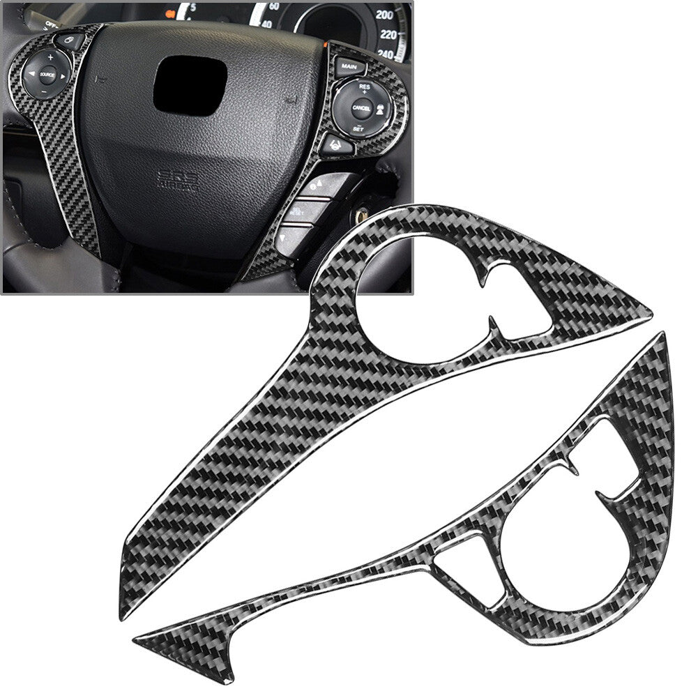 Carbon Fiber Inner Steering Wheel Button Cover for Honda Accord 2013-17 Black