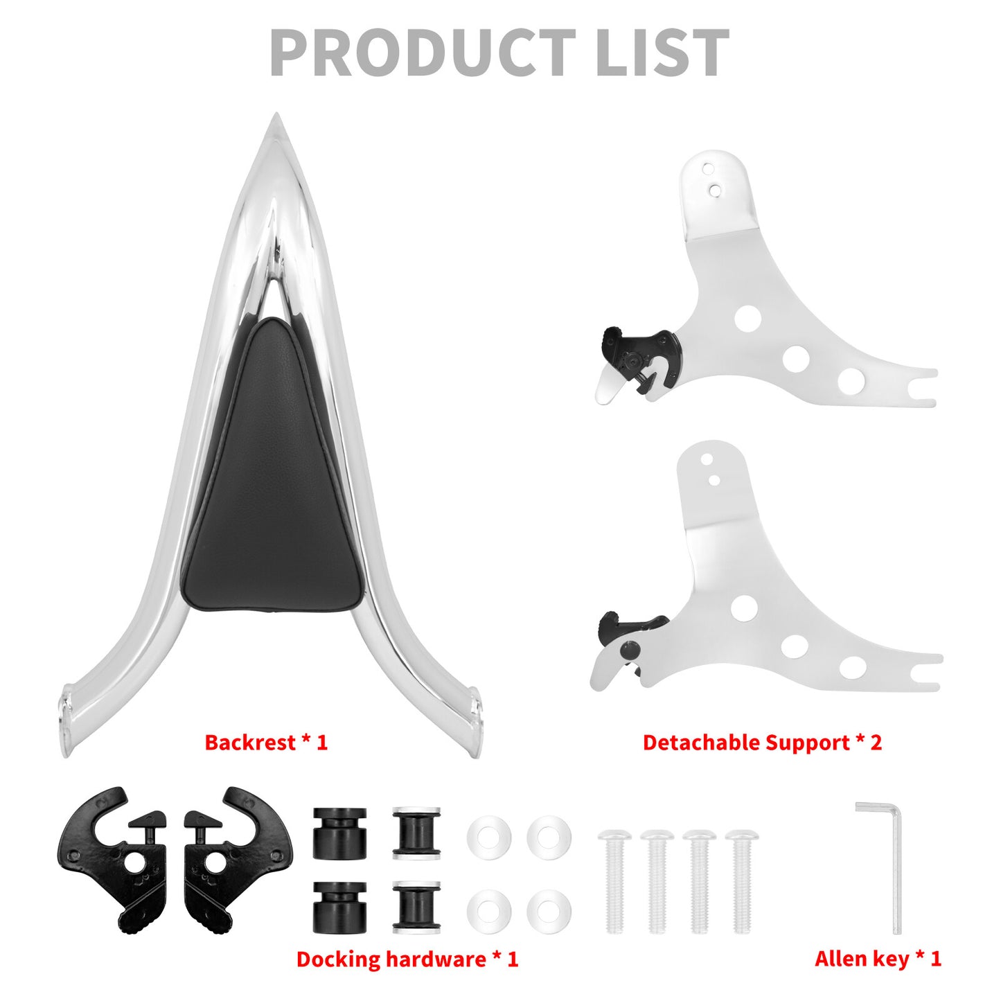 Chrome Detachable Passenger Backrest Sissy Bar for Harley Fat Boy Breakout 13-23
