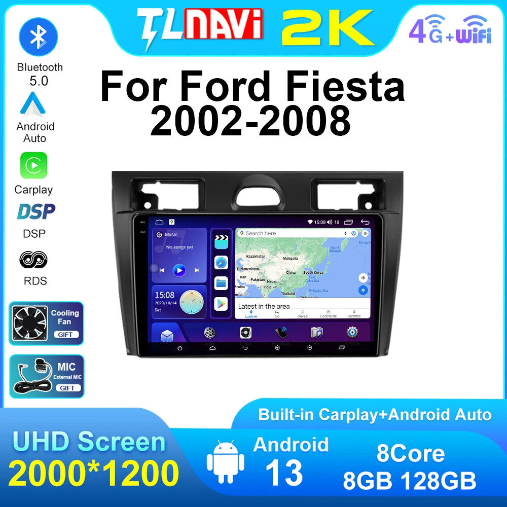 for Ford Fiesta Mk VI5 Mk5 Car Radio Multimedia Video Player GPS Navigation 2din