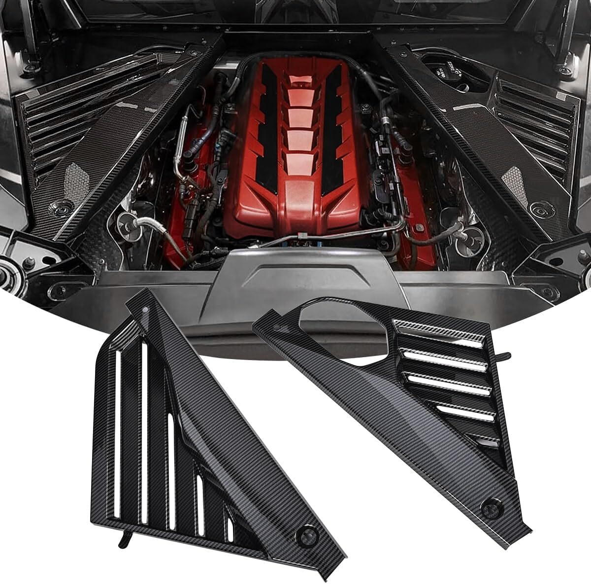 Carbon fiber engine mount panel cover for 2020-2024 for Corvette C8 GM style