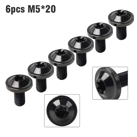 6pcs Alloy Bolts Truss Torx Head Screws M5x20mm For Motorcycle Black