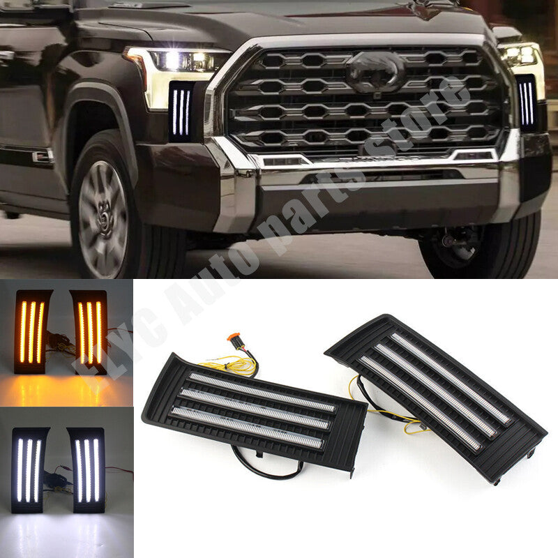 LED DRL Daytime Running Lights Turn Signals Fog Lamp for Toyota Tundra 2022-2023