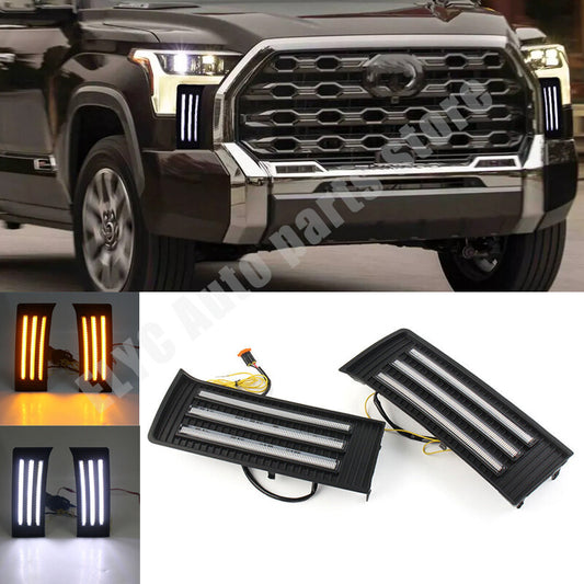 LED DRL Daytime Running Lights Turn Signals Fog Lamp for Toyota Tundra 2022-2023