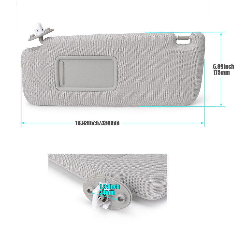 Sun Visor Left Side For 2010-2022 for Toyota 4Runner Light Gray Color 7432035A91B1