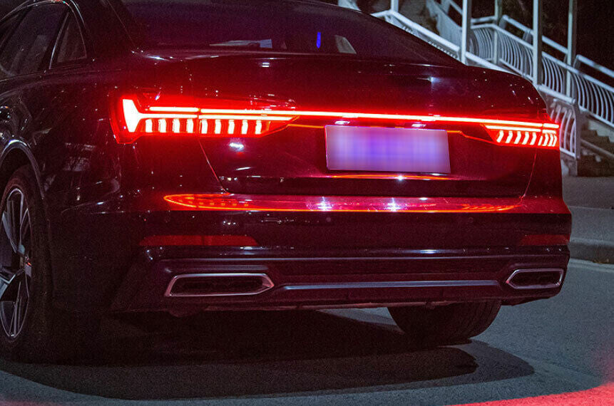 for Audi A6 2019-2022 Gloss Black Rear Trunk Tail Light Lamp Led Strip Kit Trim