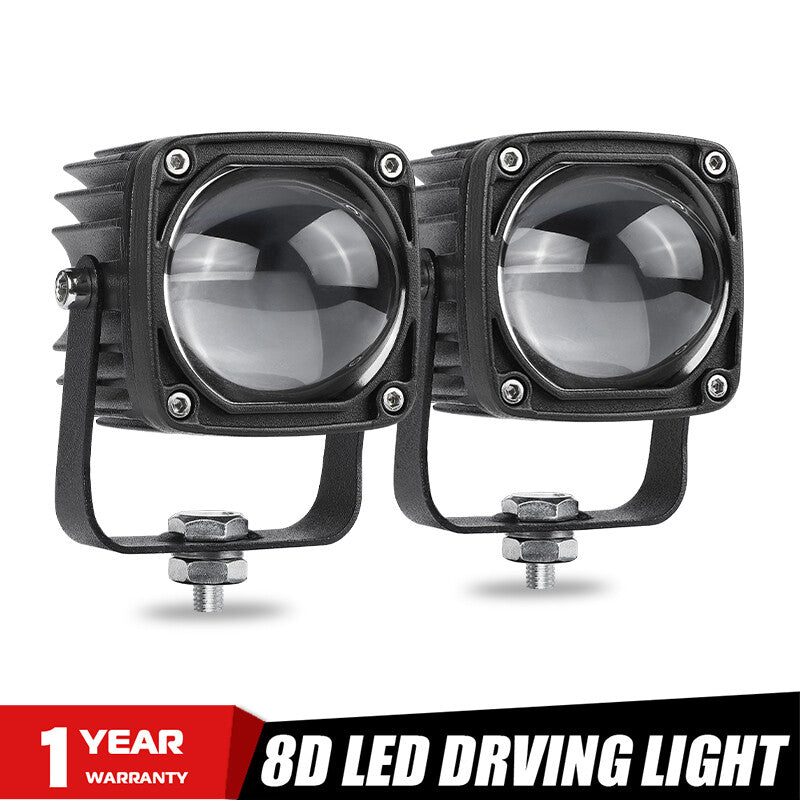 2x Square LED Work Light 2in Cube Pods Driving Spot Fog Offroad SUV Yellow+White
