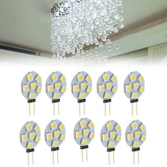 10Pcs White Light DC12V G4 Super Bright Flat Light 5050 SMD 6 LED Bulb Lamp