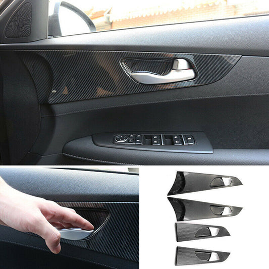 for Kia Forte 2019-2022 Carbon Fiber Inner Door Handle Bowl Frame Molding Trim