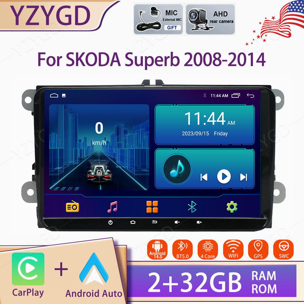 for SKODA Superb 2008-2014 Stereo Android Auto Carplay Car Radio GPS Navi Screen