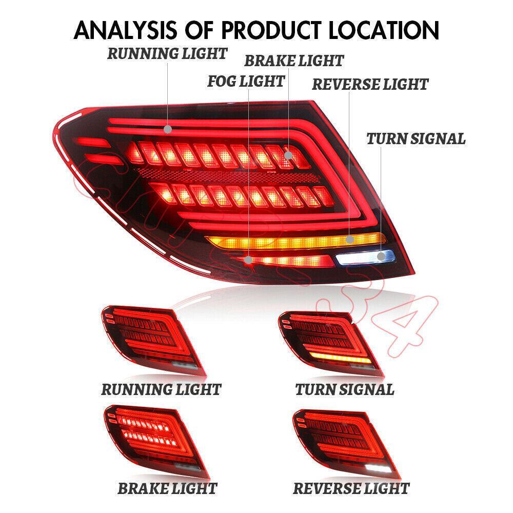 Red LED Left + Right Rear Tail Lights 2PCS for Benz W204 C300 C250 C63 2007-2014
